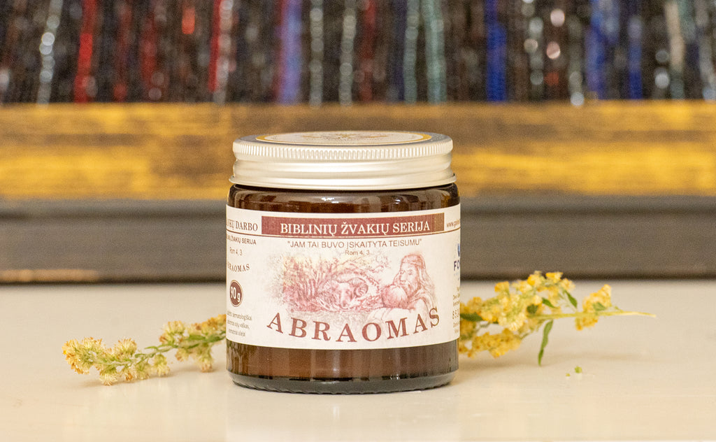 "Abraomas" - aromatinė sojų vaško žvakė - Fons Misericordiae, Fons Misericordiae - Dievo Gailestingumo sventove, Aromatinės žvakės - zvake, [product_hand] - ranku darbo, Gailestinguma